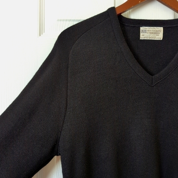 Aristocratic Embroidery 80's Vintage Classic Jack Daniels V-neck Sweater Black M - Picture 6 of 11